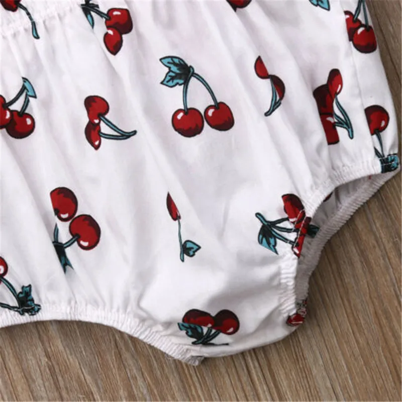 

Baby Girl Spaghetti straps Halter Romper + Headband Jumpsuit Print Sunsuit Outfits 2 pieces Set