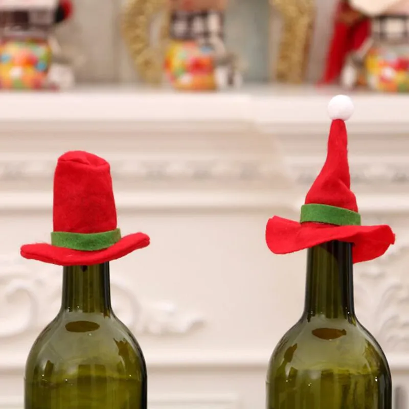 Новый Рождественский топ шляпа красное вино крышка бутылки ужин декоративная