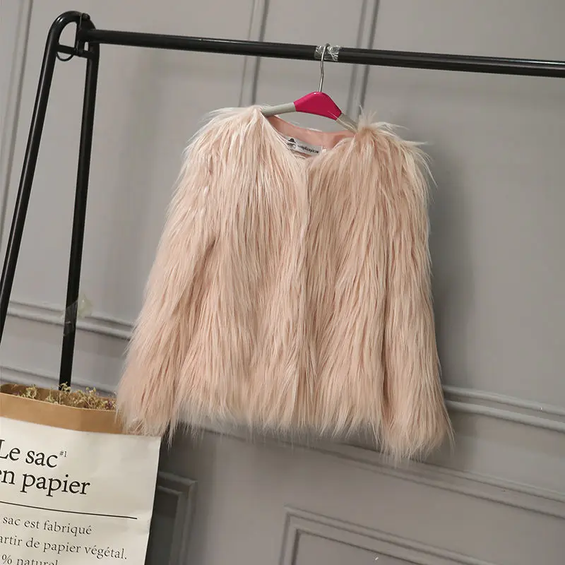 Autumn Winter Fur Jackets For Girls Princess Coat Waterfall Baby Girl Faux Fashion Kids Children Outerwear | Детская одежда и