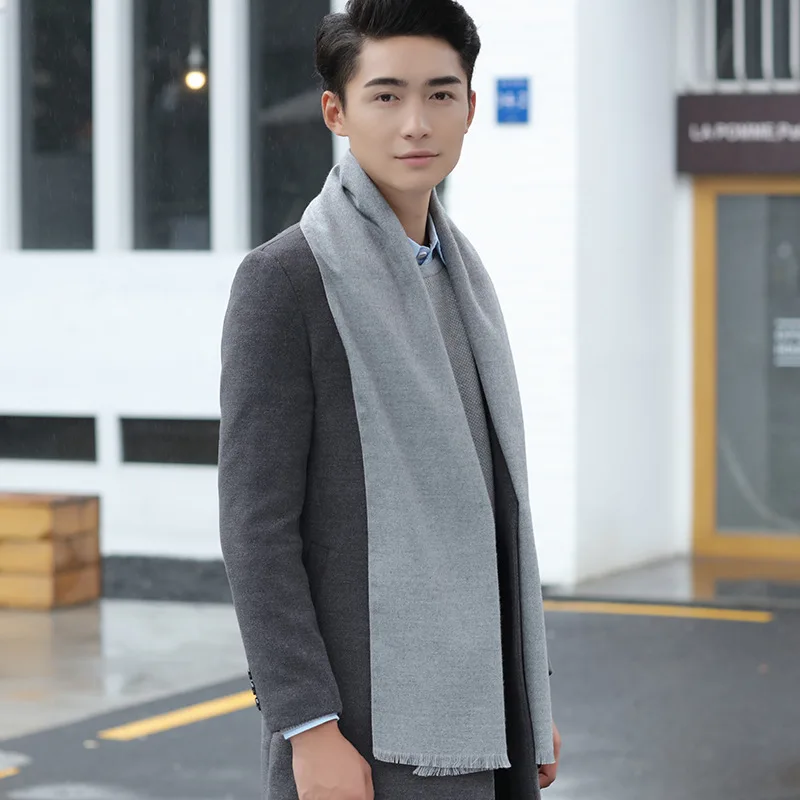 Europe and the United States autumn winter fashion imitation cashmere men's solid color scarf 2018 new shelves | Аксессуары для