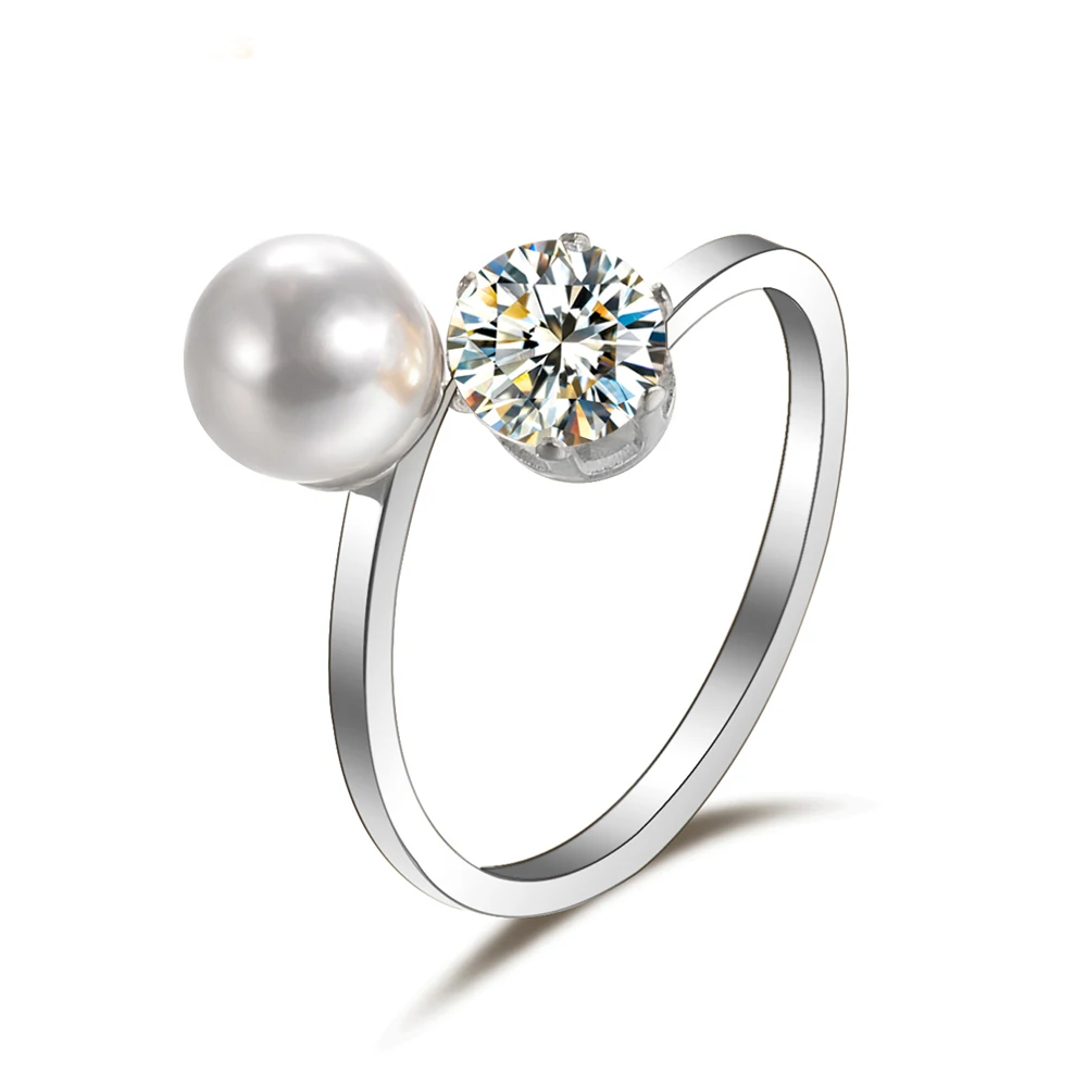 Женское Открытое кольцо с имитацией жемчуга регулируемое золотого цвета