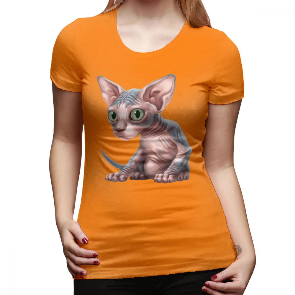 Футболка со сфинксом Cat-a-clism Sphynx Kitten, серая футболка с круглым вырезом, женская футболка с принтом Kawaii, короткий рукав, женская футболка большого размера - Цвет: Оранжевый