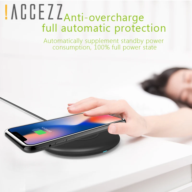 ! ACCEZZ водонепроницаемое Беспроводное зарядное устройство 7 5 Вт для iPhone X 8 Plus 10 Qi