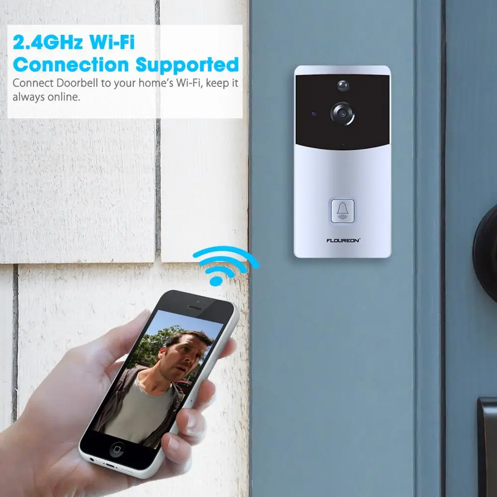 Floureon WIFI дверной звонок IP65 водонепроницаемая смарт видео дверная камера 720P