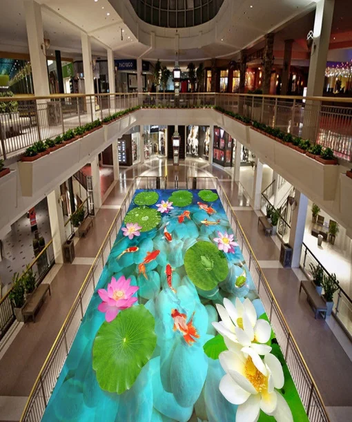 

[Self-Adhesive] 3D Beautiful Lotus Pond 2 Non-slip Waterproof Photo Self-Adhesive Floor Mural Sticker WallPaper Mural Wall Print