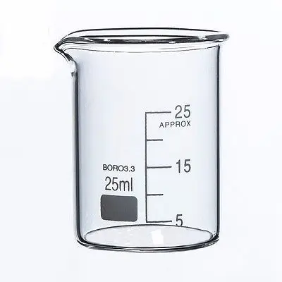 

25ml Low Form Beaker Chemistry Laboratory Borosilicate Glass Transparent Beaker Thickened with spout FREE SHIP