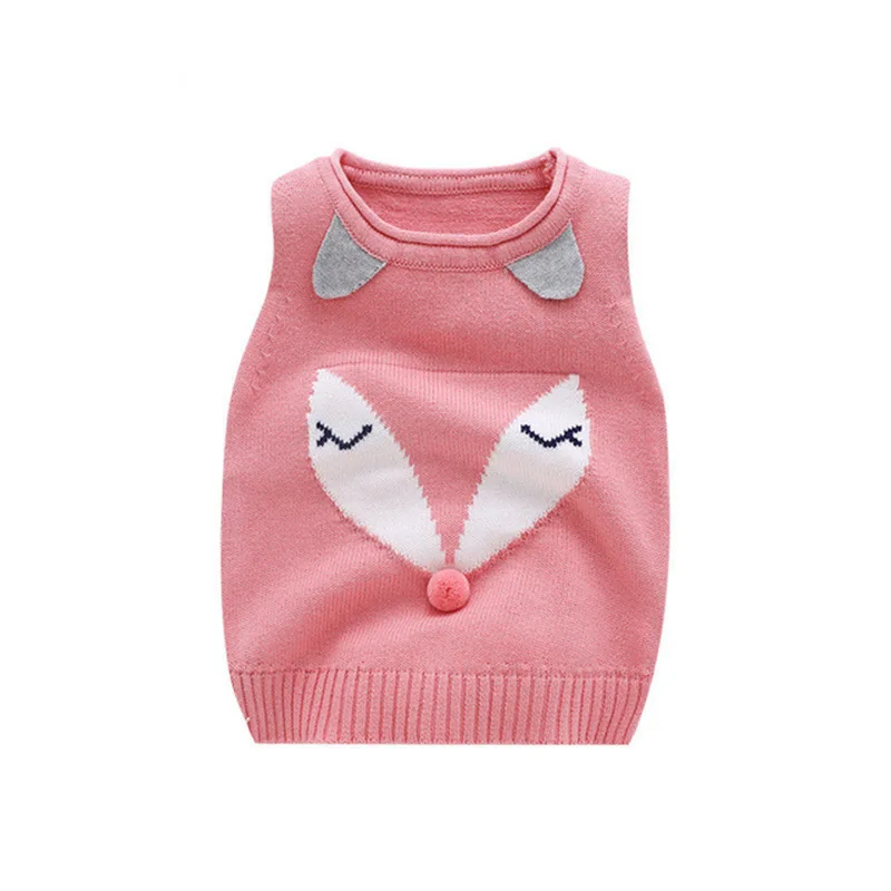 Pink1 Детский свитер с рисунком из мультфильма; жилет с овечкой; милый детский жилет; вязаный свитер с круглым вырезом для девочек; Повседневный жилет для мальчиков; свитер; одежда для маленьких мальчиков - Цвет: Pink1