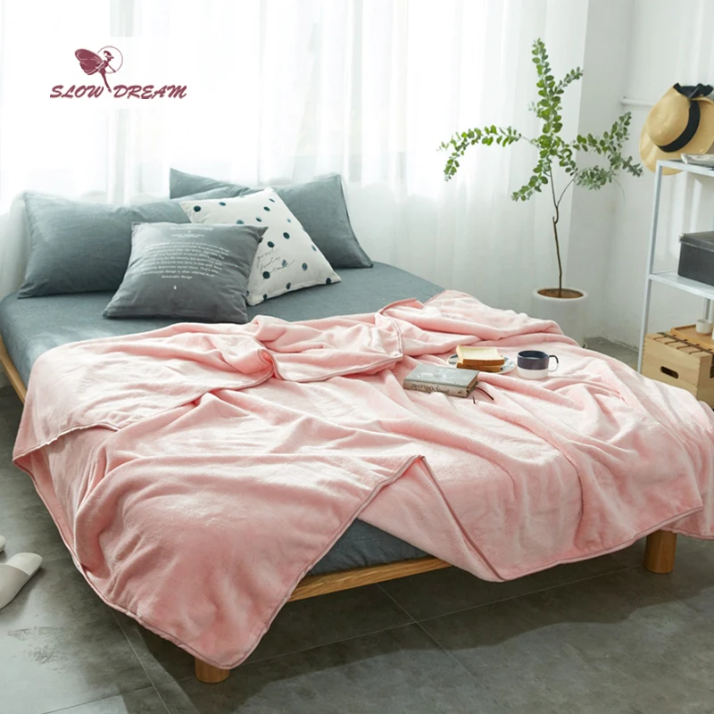 Slowdream Jade Color Flannel Blanket Throw Soft Print Winter Elegant Wrap Super Sleeping Bed 5 Size 1pcs | Дом и сад
