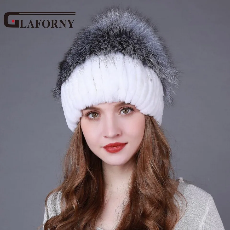 Glaforny 2017 горячая Распродажа женская меховая шапка в полоску большие Меховые