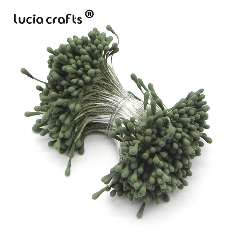 Lucia crafts 1 мм много вариантов Искусственные цветы тычинки ручной работы для свадебной вечеринки украшения дома DIY Аксессуары D0401 - Цвет: C18Dark green420pcs