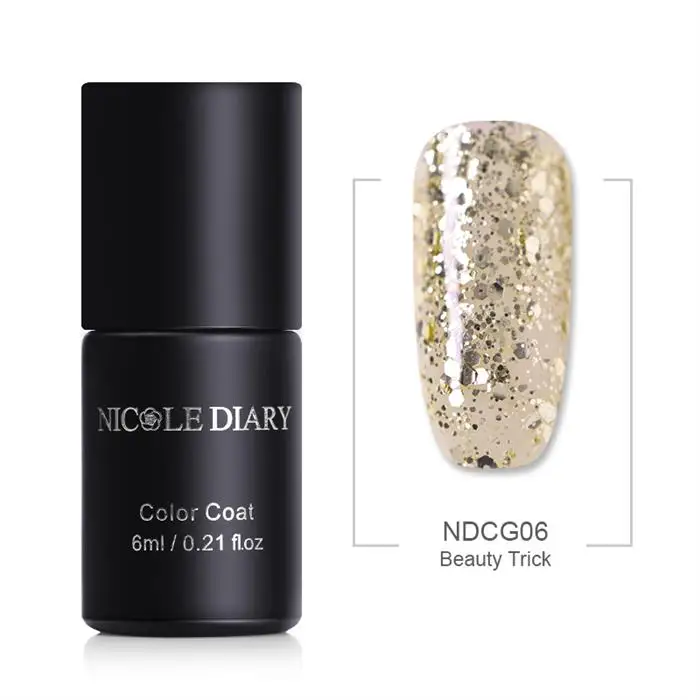 NDCG06 NICOLE дневник гель для ногтей голографический лак в полоску лазерный Блестящий Блестки замочить от УФ гель лак верхнее покрытие - Цвет: NDCG06