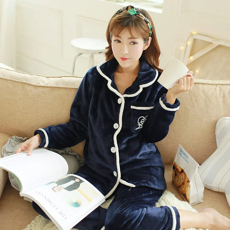 

Autumn winter Add wool Pajamas Feeding Home Furnishing Maternal Lactation Month Long Sleeved Suit Maternity Sleepwear