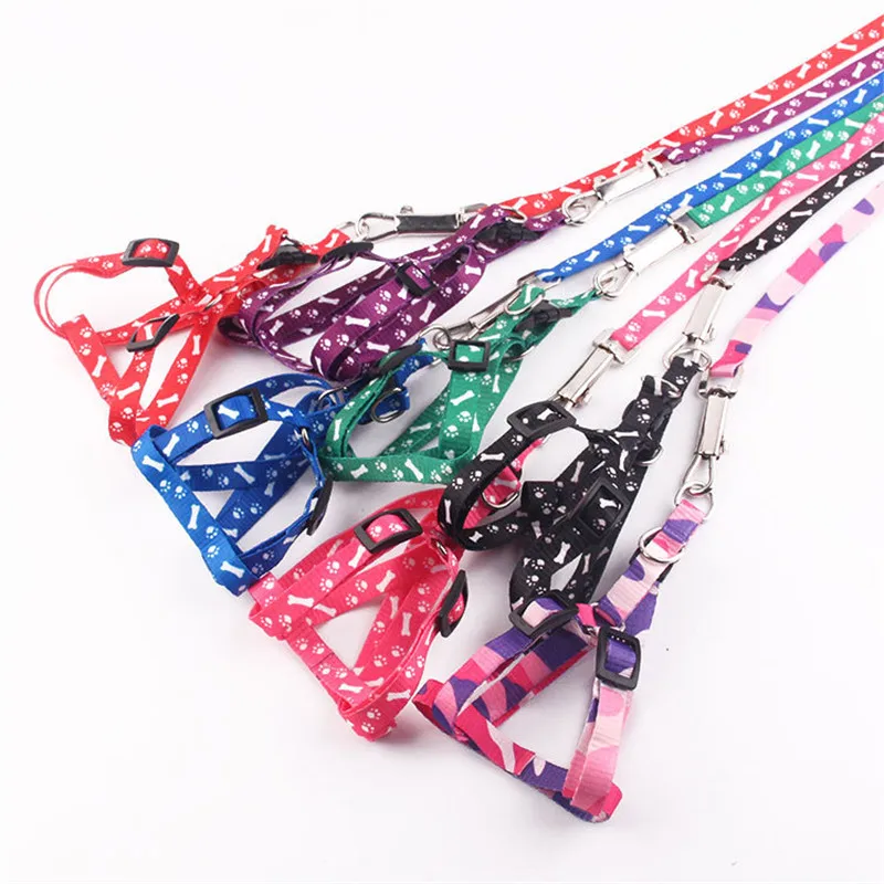 New Simple Nylon Pet Harnesses Comfortable and Convenient Printing Straps for Small Dog Puppy Cats Supplies(Random Color | Дом и сад