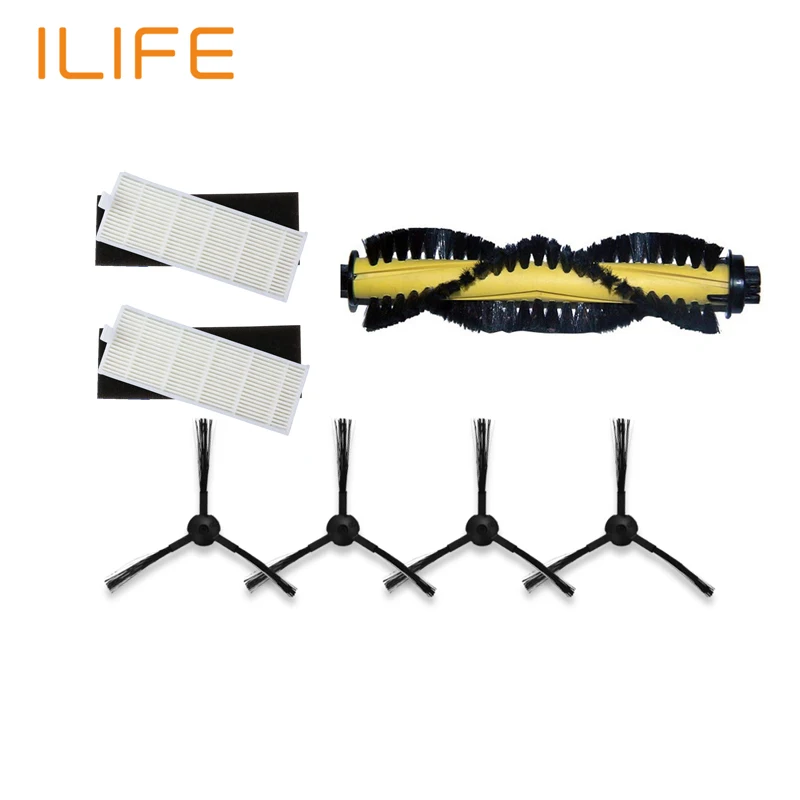 1 * основной щетки + 2 HEPA фильтр губка 4 Боковые Щетки для ILIFE A4 робот пылесос