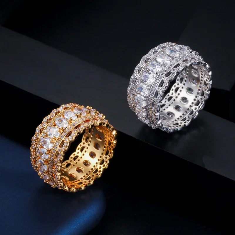 Уникальные жёлтые золотые овальные круглые большие ажурные CZ Свадебные