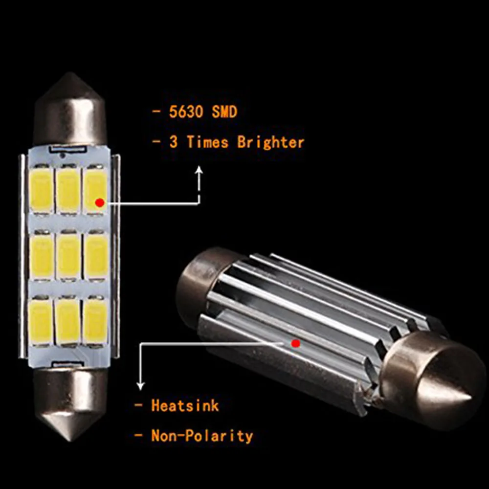 YSY 10X 42 мм/39 мм/36 мм C5W C10W 9 светодиодный 5630 SMD Festoon CANBUS без ошибок номерного знака
