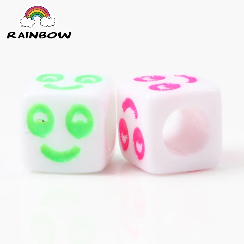 Mixed Acrylic Material Smile Face Cube Beads Spacer Loose For Jewelry Making Decoration DIY 6mm 100pcs | Украшения и аксессуары