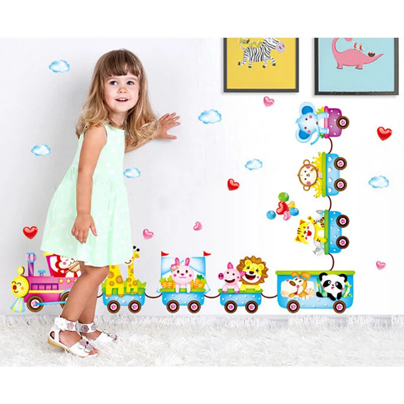 Животный настенный стикер с поездом Детская роль Детский diy клей художественная