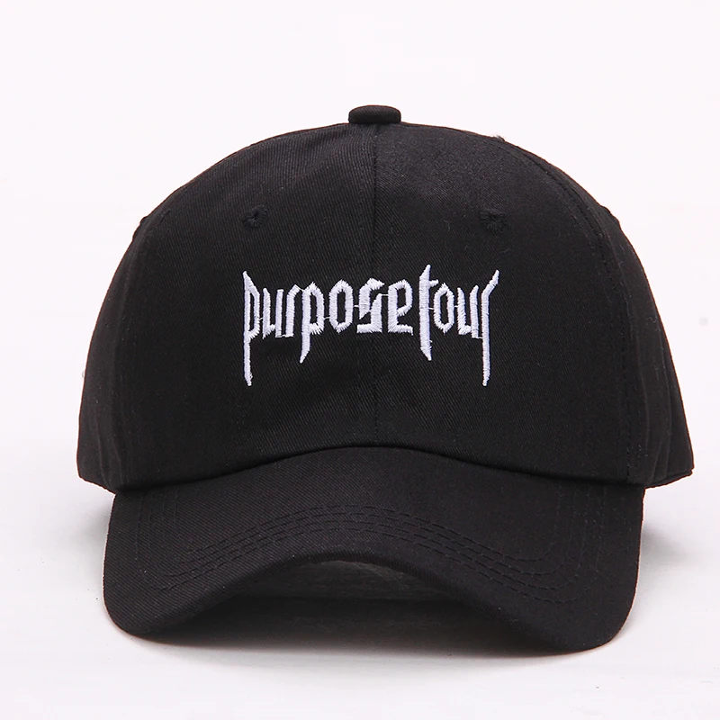 Purpose Tour Geborduurde бейсболка в винтажном стиле ретро Джастин Бибер Hoed Hoge Straat Dark Tij Cap s