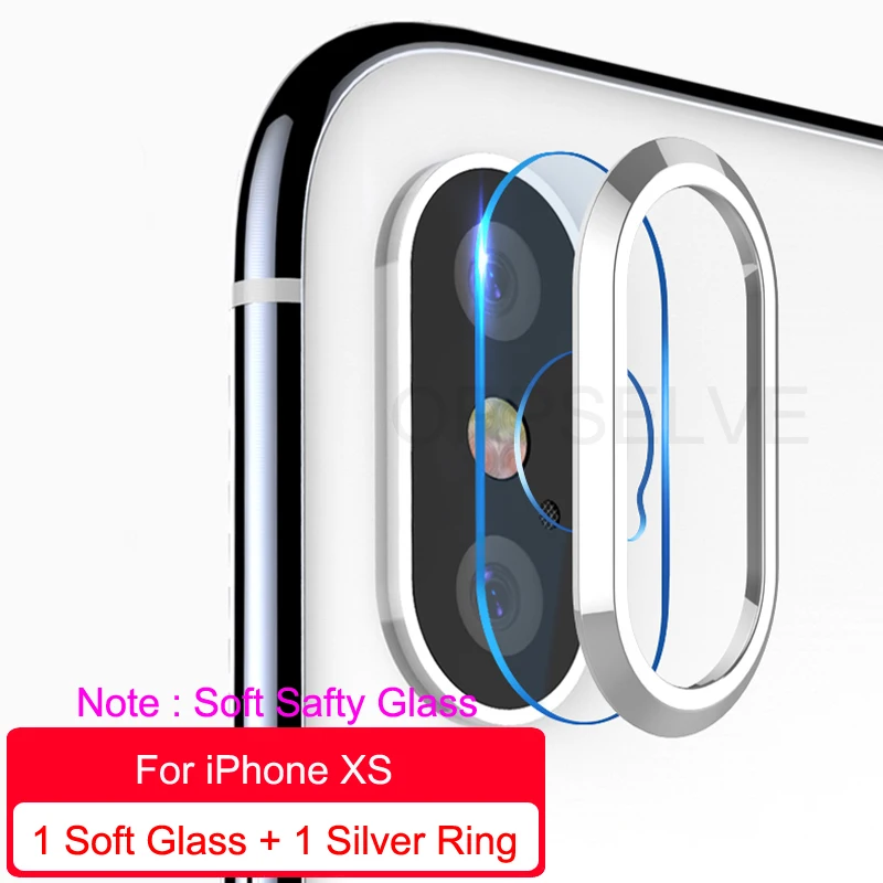 Glass A Silver Ring Ультра закаленное стекло+ металлический задний объектив защитное кольцо для iPhone X Xs Max Xr IX 8 7 Plus прозрачная стеклянная пленка для iPhone X - Цвет: Glass A Silver Ring