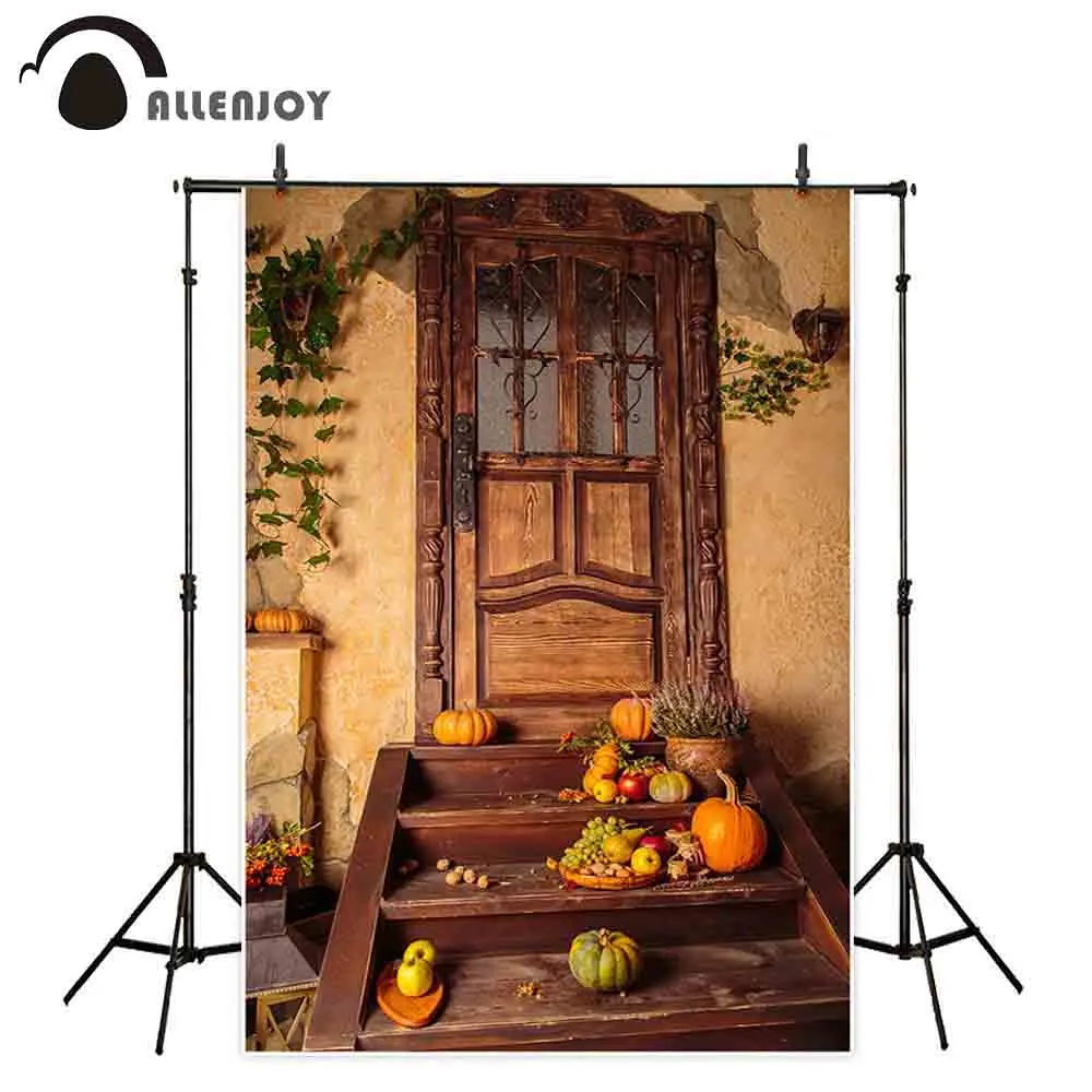 

Allenjoy фон для фотостудии осенние тыквы Ретро деревянная дверь осень фон фотосессия Реквизит Фотостудия