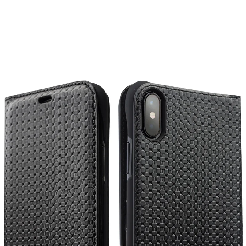 QIALINO роскошный сетчатый чехол для iPhone XS X Apple кошелек из натуральной кожи откидной