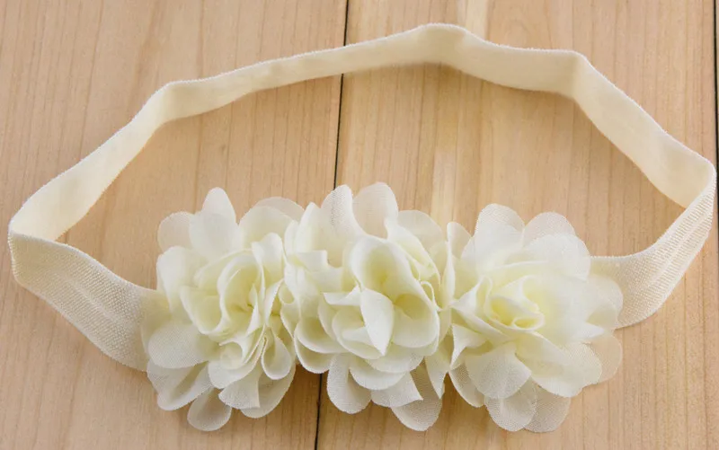 Оптовая продажа детская головная повязка с шифоновыми цветами и эластичными