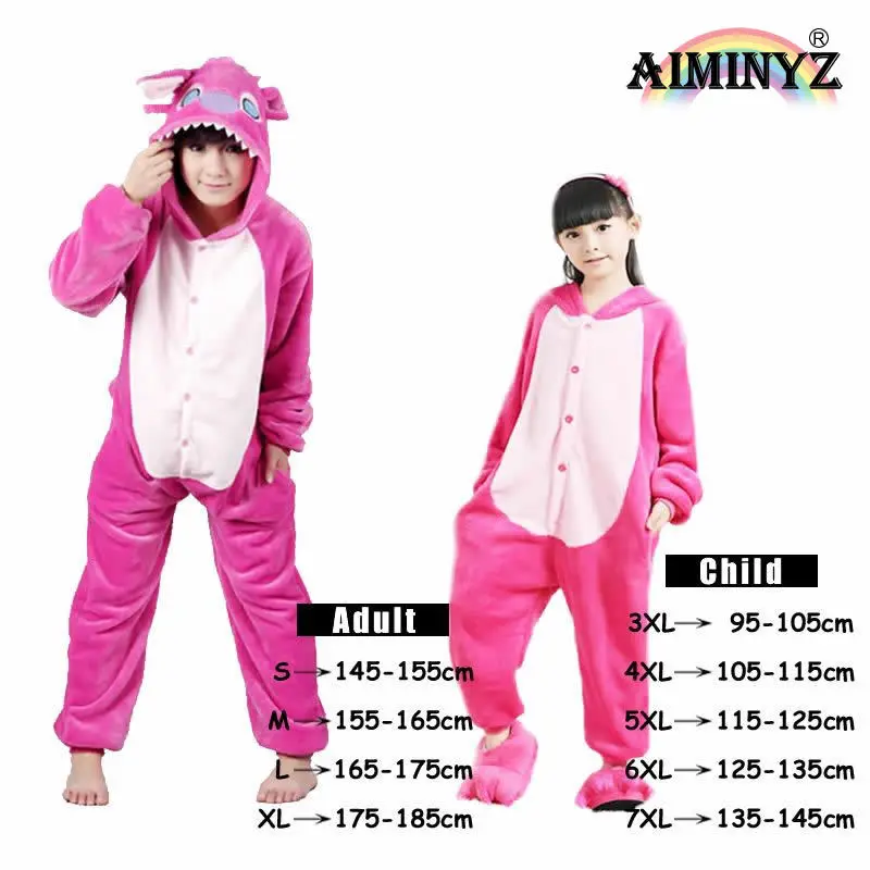 Pink Stitch Фланелевые пижамные комплекты унисекс с единорогом, пегасом, стичем, пандой, динозавром, мультяшными животными для мужчин и женщин - Цвет: Pink Stitch