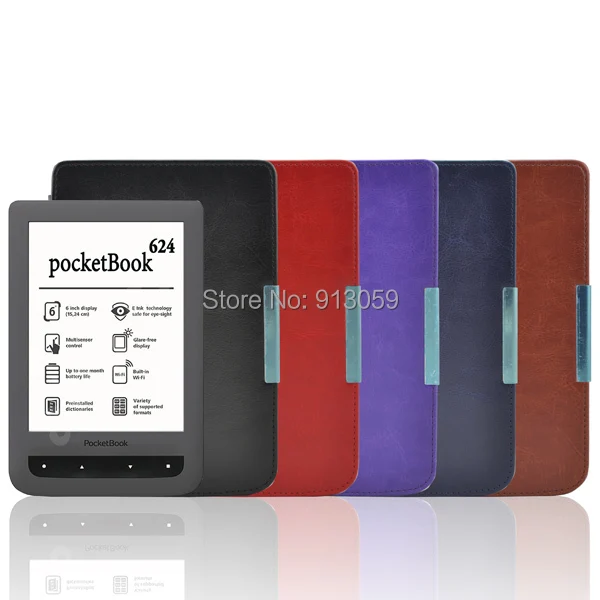 Защитный умный кожаный чехол для PocketBook Touch 624/626 ereader + Защитная пленка экрана 1 шт. |