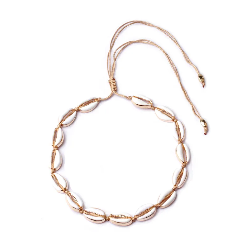 Женское ожерелье ручной работы из ракушек золотистого цвета в богемном стиле