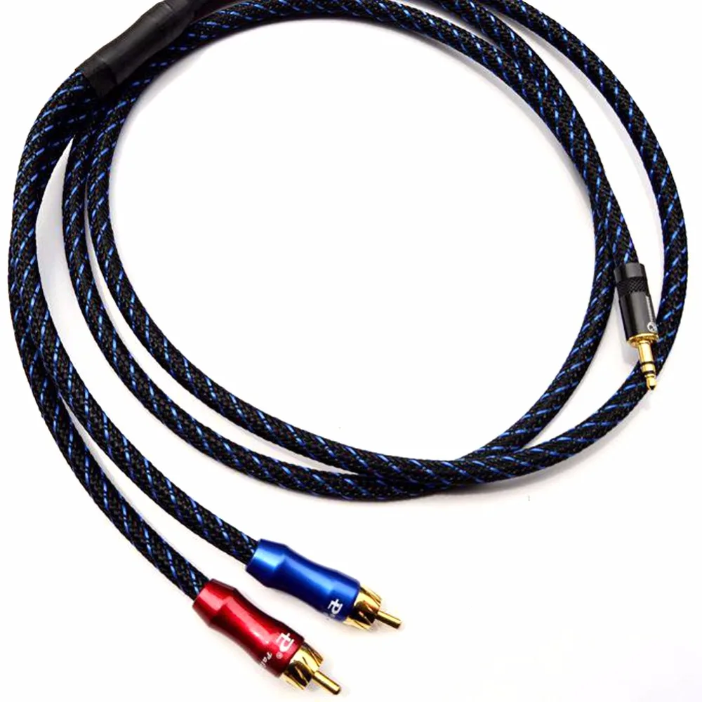 Бесплатная доставка кабель переходник с 3 5 мм штекера на 2 RCA 5N 99.99% OFC медный