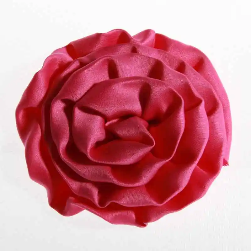 Fuchsia 10 шт. " Модный рулон атлас с розочками цветы для головной повязки Мягкий тканевый цветок из шелка для женщин заколки для волос аксессуары - Цвет: Fuchsia