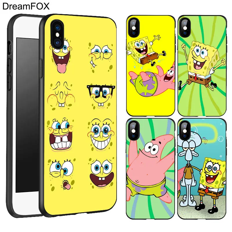 DREAMFOX K208 Sponge Pants Black Soft TPU Silicone Case Cover For Apple iPhone 11 Pro XR XS Max X 8 7 6 6S Plus 5 5S 5G SE |