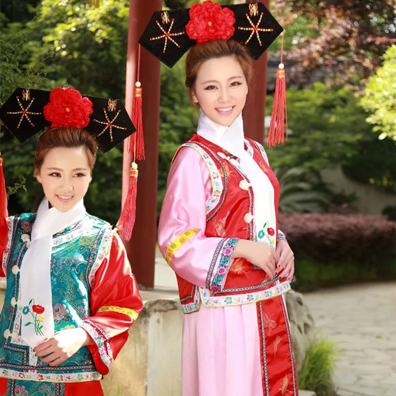 

Костюм принцессы династии Qing Hanfu, винтажная Женская одежда для косплея, китайские традиционные костюмы gege