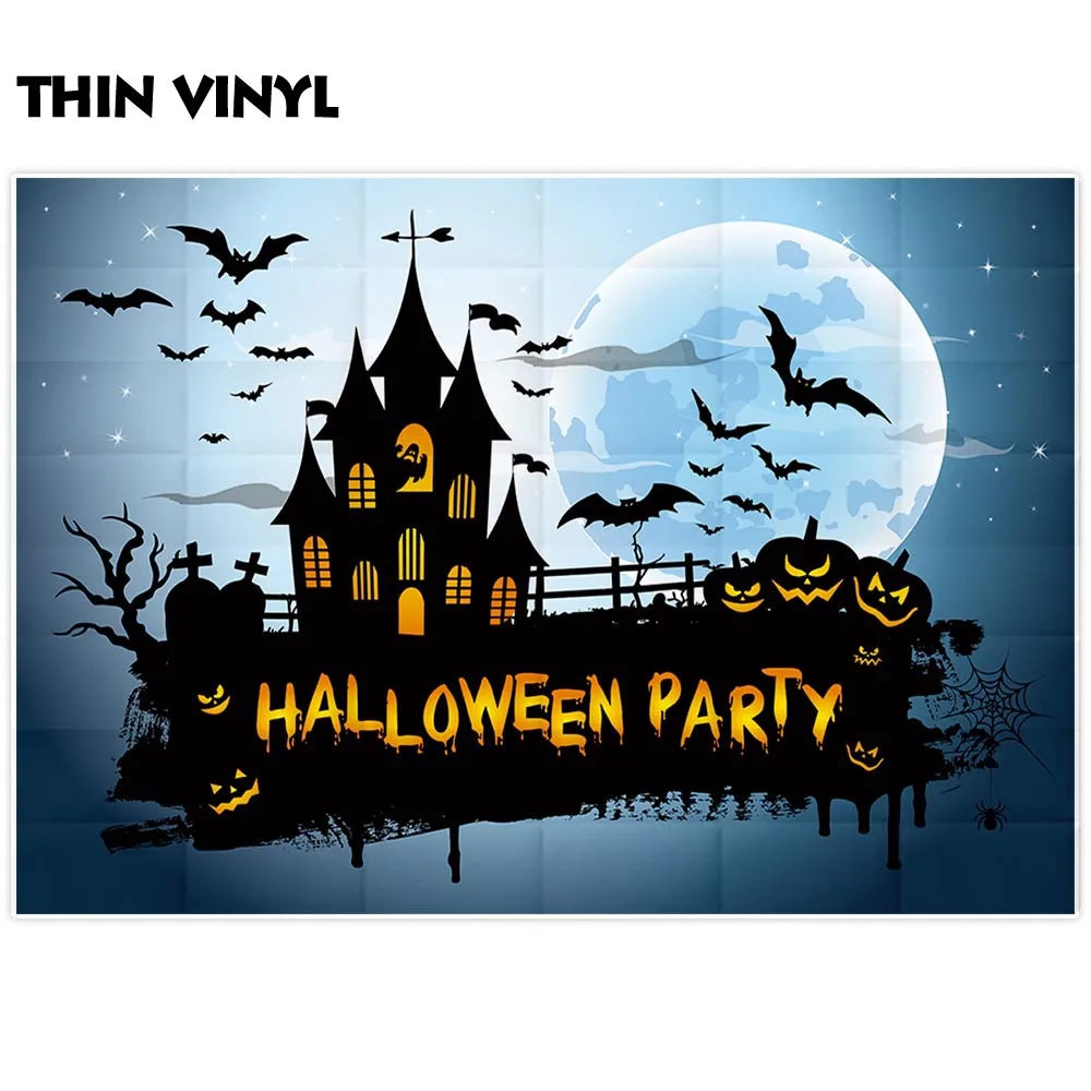 Фон для фотографий Allenjoy Хэллоуин вечевечерние НКА жуткий замок тыквы полная луна