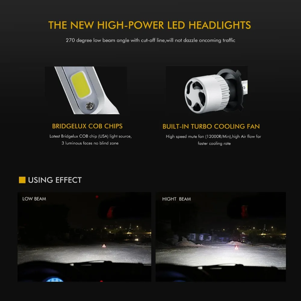 Автомобильный светильник Oslamp H4 светодиодный головной лампы Hi lo Beam 72 Вт 206 лм
