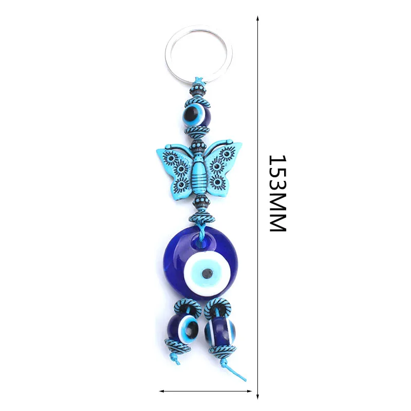 1 шт. evil eye Бусины и бисер цепочка для ключей бабочка/Слон/рыба/Круглый Шарм Синий