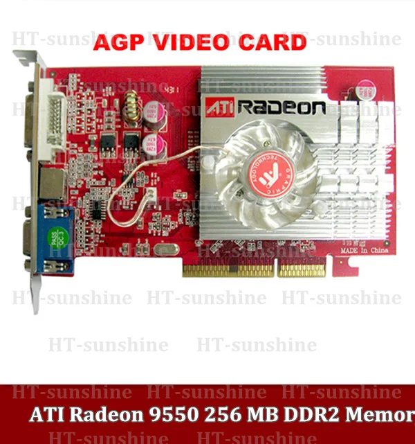 Бесплатная доставка 2шт/партия новинка ATI Radeon 9550 256 Мб DDR2 память AGP 3D Dvi S video VGA