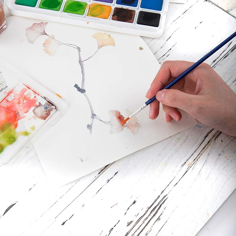 

12 18 24 Colors Portable Travel Solid Watercolor Paints Set With Water Color Brush Pen For kids Painting Art Supplies