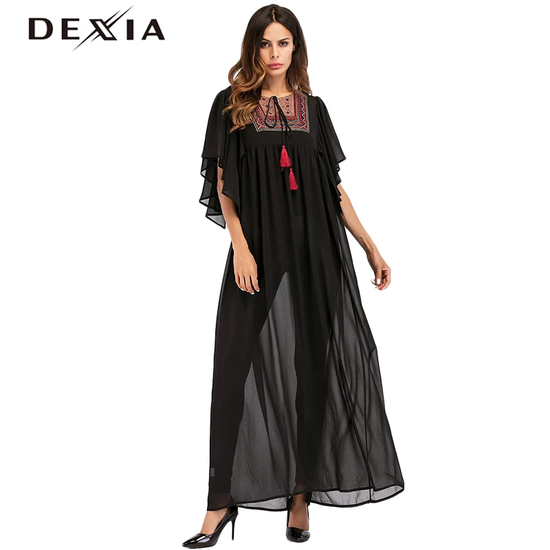 Dexia Vadim шифоновое платье женское летнее с кисточками коротким Расклешенным