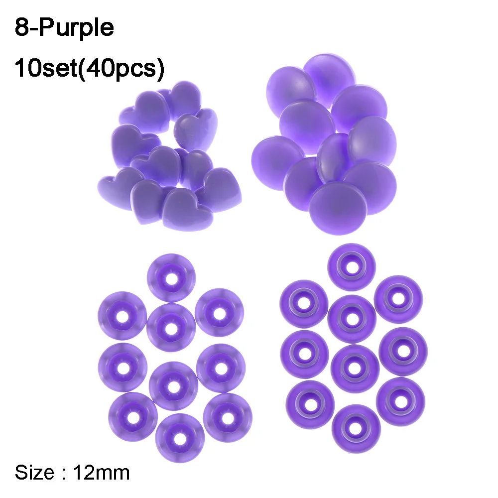 Purple 10 компл.(40 шт.) 12 мм кнопки "сделай сам" скрапбукинг Швейные аксессуары Любовь Сердце Пластиковые застежки кнопки - Цвет: Purple
