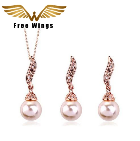 Ювелирные изделия с листьями и жемчугом Золотые наборы для женщин женские