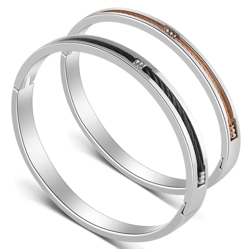 Титановые стальные браслеты Парные черные и серебряные не выцветающие