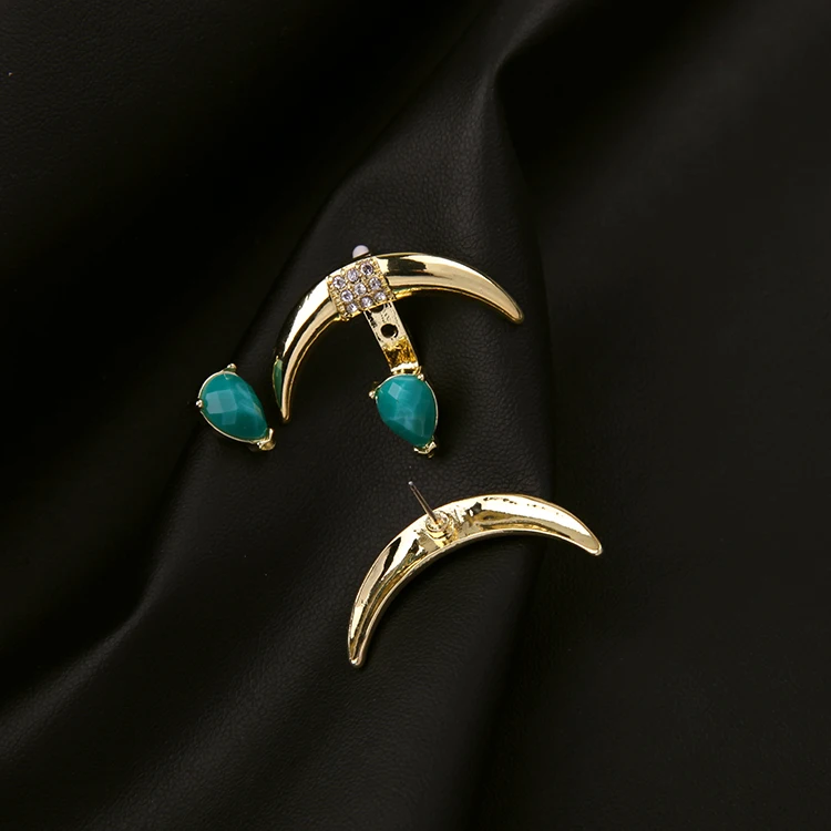 New Arrival Luxury Europe Fashion Moon Blue Stone Earrings Women Brincos Vintage Bijoux Jewelry Gift E5245 | Украшения и