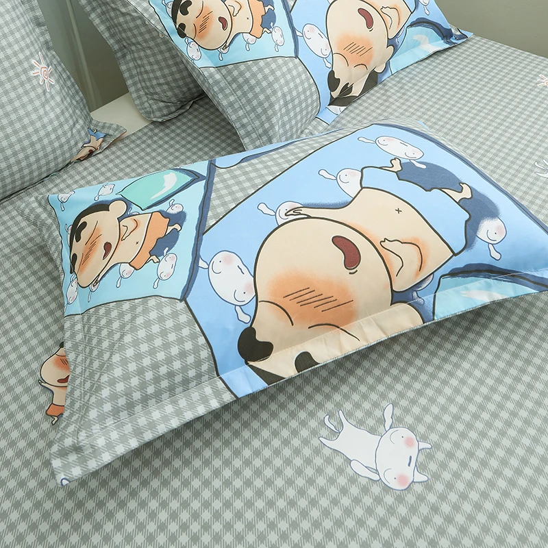 Японское Аниме Crayon Shin-chan комплекты постельного белья пододеяльник постельное белье наволочки удобные клетчатые простыни для детей