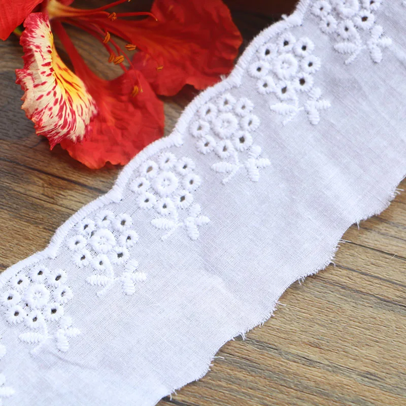 2 yards 7CM Cream Cotton Lace Trims for Costume Dress Trimmings Ribbon Applique Strip DIY Sewing Fabric | Дом и сад