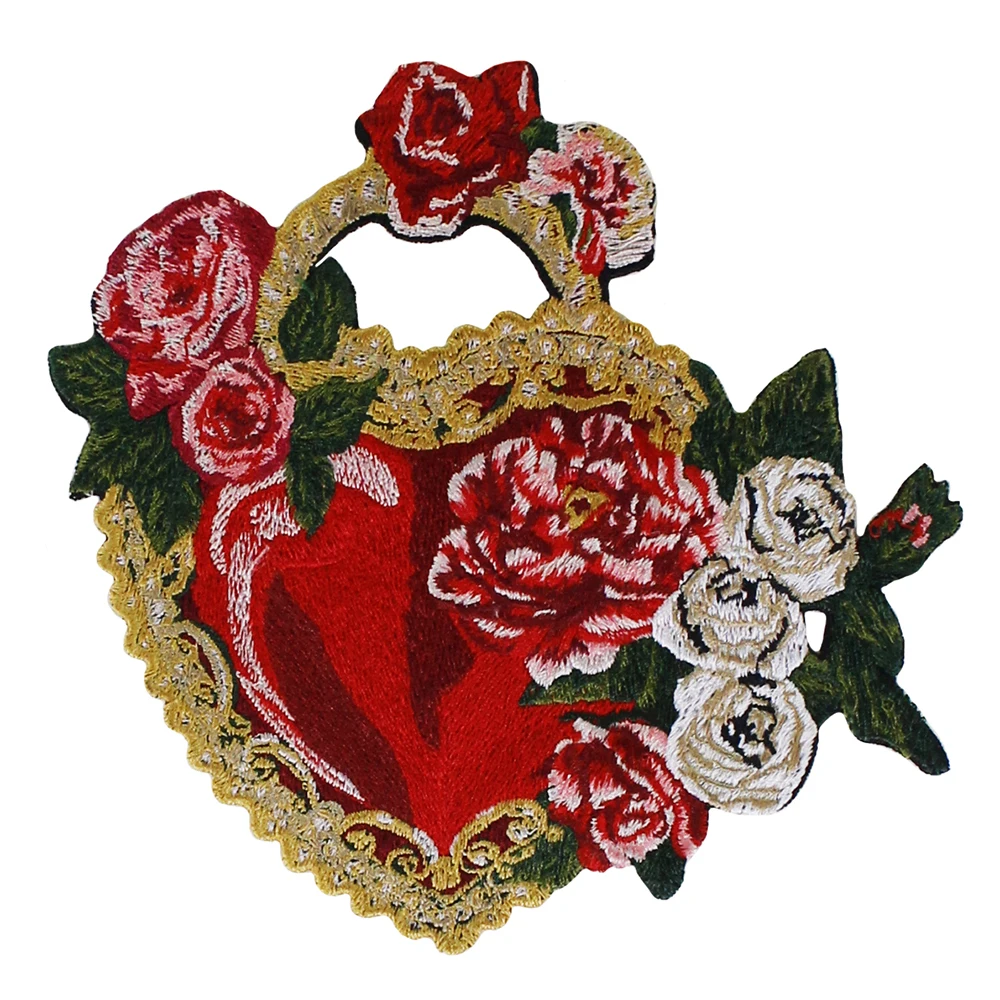 5 шт./комплект нашивки с вышитыми сердечками и цветочной аппликацией в виде