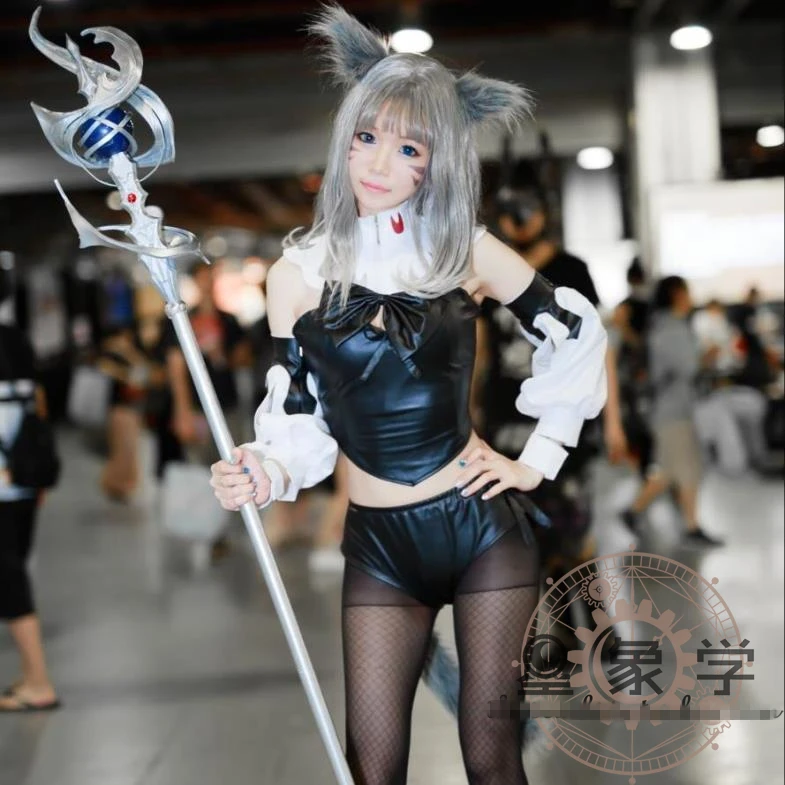 [Customize] аниме Final Fantasy XIV FF14 сексуальный костюм из искусственной кожи с черным