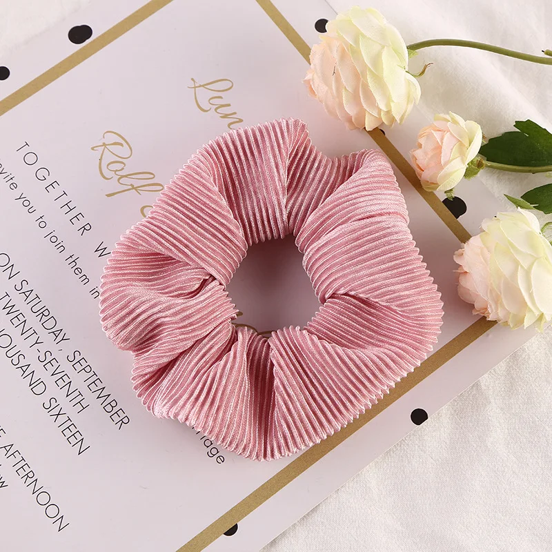 10 цветовых корейских модных женских эластичных резинок для волос с сборкой в виде петель для причесок девочек.