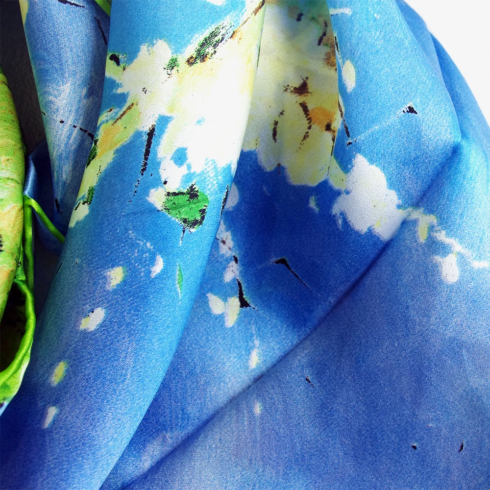 Women's 100% Luxury Charmeuse Satin Silk Scarf of Famous Oil Paintings Van Gogh's Painted Scarfs Almond Blossom | Аксессуары для